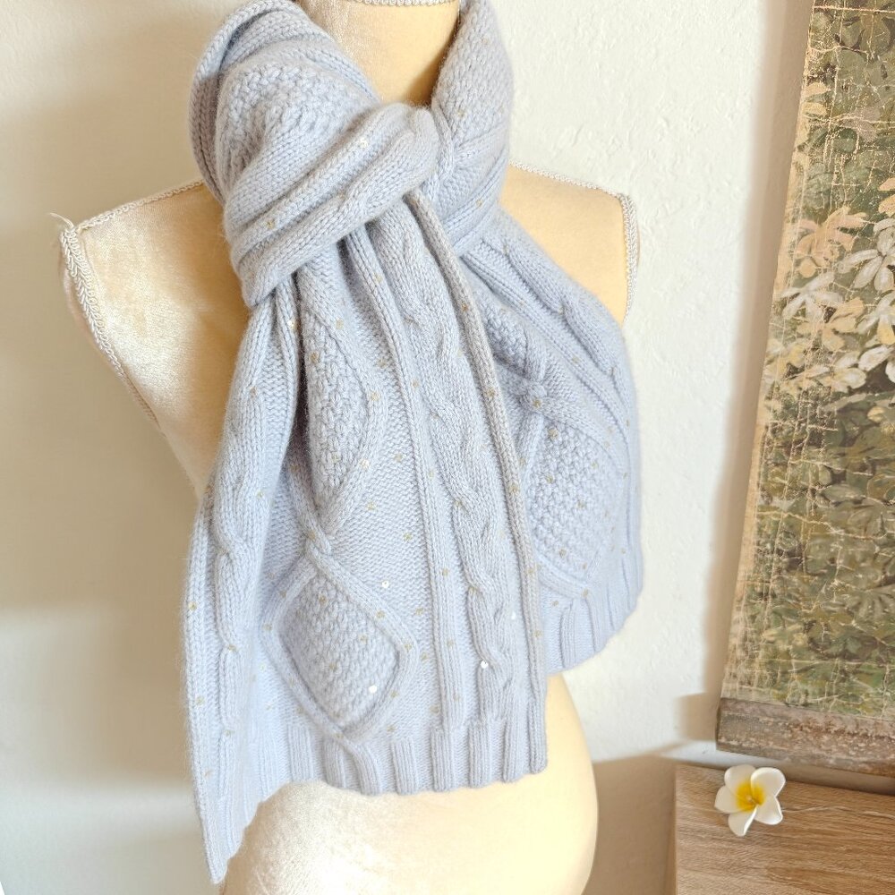 Banana Republic Cable Knit Angora Wool Sequin Scarf